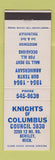 Matchbook Cover - Knights of Columbus Berkley MI 1964