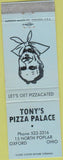 Matchbook Cover - Tony's Pizza Palace Oxford OH