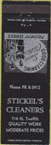 Matchbook Cover - Stickel's Cleaners NO TOWN