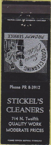 Matchbook Cover - Stickel's Cleaners NO TOWN