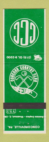 Matchbook Cover - Concord Country Club Concordville PA