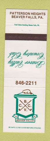 Matchbook Cover - Beaver Valley Country Club Beaver Falls PA