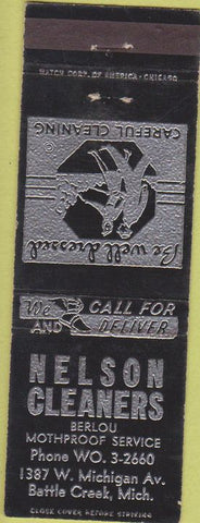Matchbook Cover - Nelson Cleaners Battle Creek MI