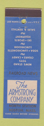 Matchbook Cover - Armstrong Railroad News Boston MA North STation