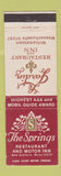 Matchbook Cover - Springs Restaurant Motor Inn New Ashford MA Williamstown