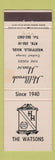 Matchbook Cover - The Watsons Hillbrook House Westfield MA WEAR