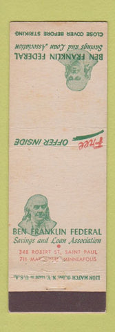 Matchbook Cover - Ben Franklin Federal Savings St Paul Minneapolis MN