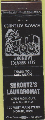 Matchbook Cover - Shrontz's Laundromat Homer MI girlie