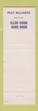 Matchbook Cover - University of Illinois Champaign IL billiards game room