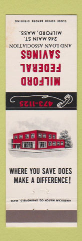 Matchbook Cover - Milford Federal Savings Bank MA