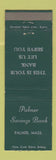 Matchbook Cover - Palmer Savings Bank Palmer MA