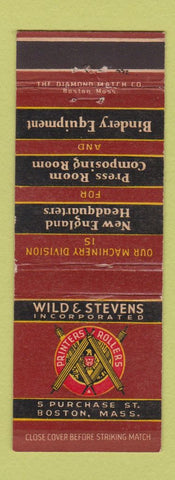 Matchbook Cover - Wild Stevens Printers Rollers Boston MA