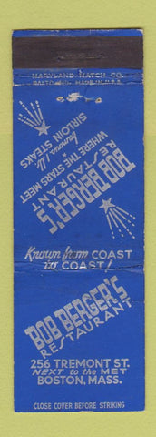Matchbook Cover - Bob Berger's Restaurant Boston MA
