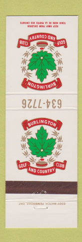 Matchbook Cover - Burlington Golf and Country Club ON