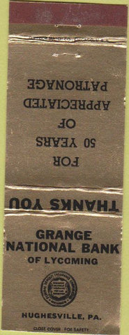 Matchbook Cover - Grange National Bank Hughesville Pa