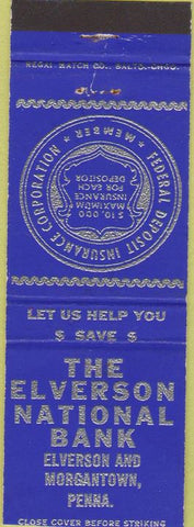 Matchbook Cover - Elverson National Bank Morgantown PA