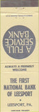 Matchbook Cover - First National Bank Leesport PA