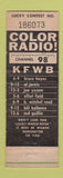 Matchbook Cover - KFWB Radio 98 Los Angeles?