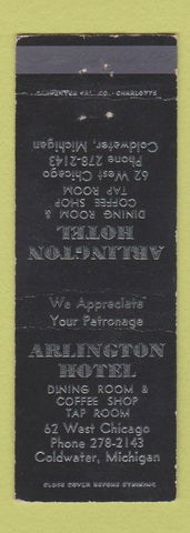 Matchbook Cover - Arlington Hotel Coldwater MI WEAR