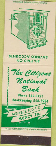 Matchbook Cover - Citizens National Bank Muncy PA