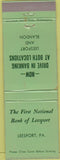 Matchbook Cover - First National Bank Leesport PA