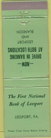 Matchbook Cover - First National Bank Leesport PA
