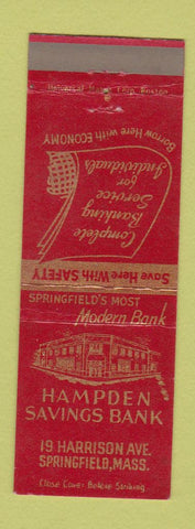 Matchbook Cover - Hampden Savings Bank Springfield MA