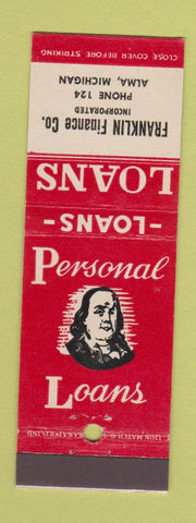 Matchbook Cover - Benjamin Franklin Finance Alma MI