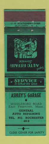 Matchbook Cover - Ashley's Garage East Freetown MA WEAR