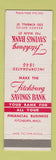 Matchbook Cover - Fitchburg Savings Bank MA