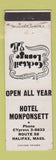 Matchbook Cover - Hotel Monponsett Halifax MA WEAR