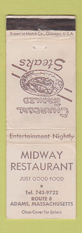 Matchbook Cover - Midway Restaurant Adams MA WEAR