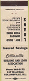 Matchbook Cover - Collinsville Building Loan Collinsville IL