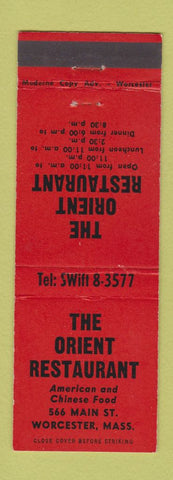 Matchbook Cover - Orient Restaurant Worcester MA