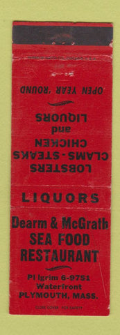 Matchbook Cover - Dream & McGrath Seafood Plymouth MA WEAR