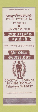 Matchbook Cover - Ye Olde Oyster Bar Fitchburg MA