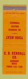Matchbook Cover - CB Kendall York Heat oil burners Gardner MA