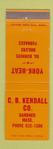 Matchbook Cover - CB Kendall York Heat oil burners Gardner MA
