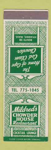 Matchbook Cover - Mildred's Chowder House Restaurant Hyannis MA