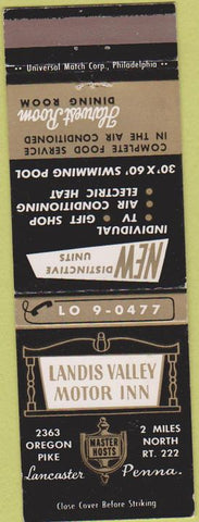 Matchbook Cover - Landis Valley Motor Inn Lancaster PA