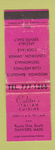Matchbook Cover - Calitri's Italian Restaurant Danvers MA WORN PINK