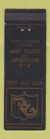Matchbook Cover - F2 Restaurant Coffee Shop Sheffield MA