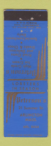 Matchbook Cover - Peterson's Restaurant Arlington MA