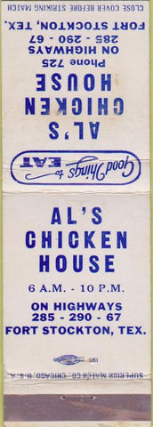 Matchbook Cover - Al's Chicken House Fort Stockton TX