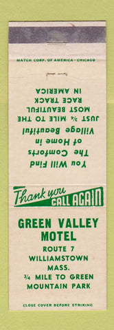 Matchbook Cover - Green Valley Motel Williamstown MA
