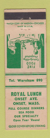 Matchbook Cover - Royal Lunch Wareham MA low phone # WEAR
