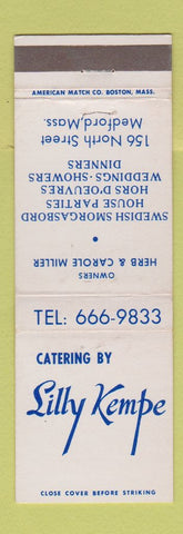 Matchbook Cover - Lilly Kempe Catering Swedish Smorgasbord Medford MA