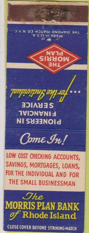 Matchbook Cover - Morris Plan Bank Rhode Island RI