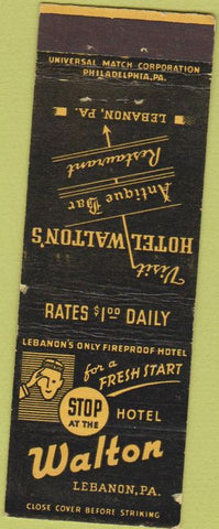 Matchbook Cover - Hotel Walton Lebanon Pa