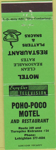 Matchbook Cover - Poho Poco Motel Lehighton PA